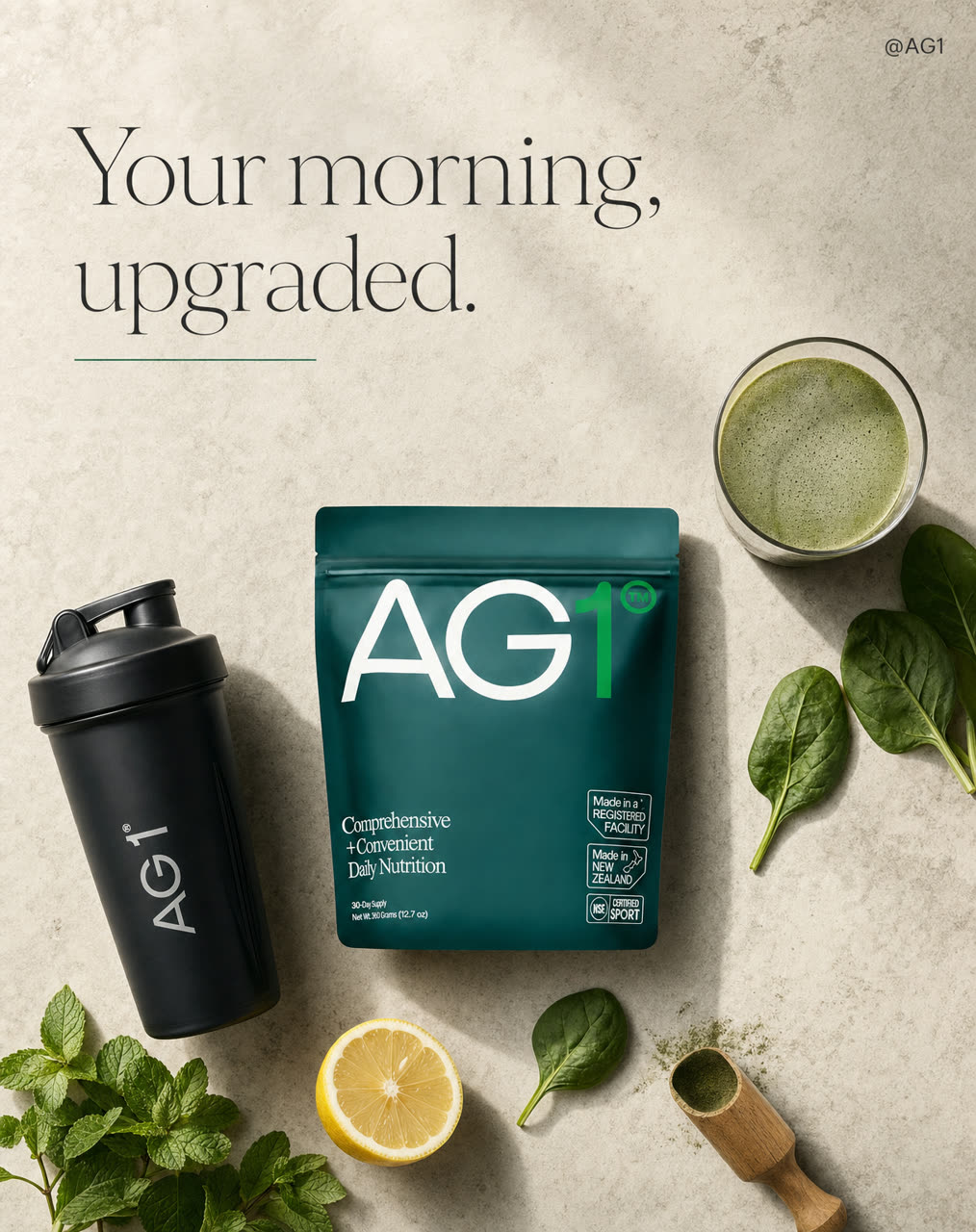 AG1 flat-lay static ad