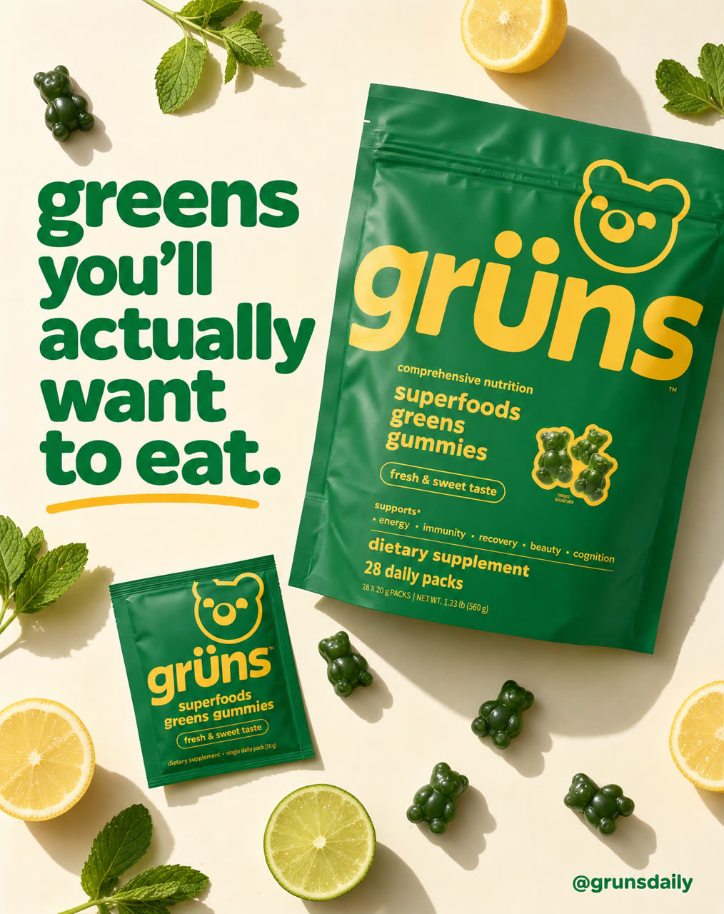 Gruns flat-lay static ad